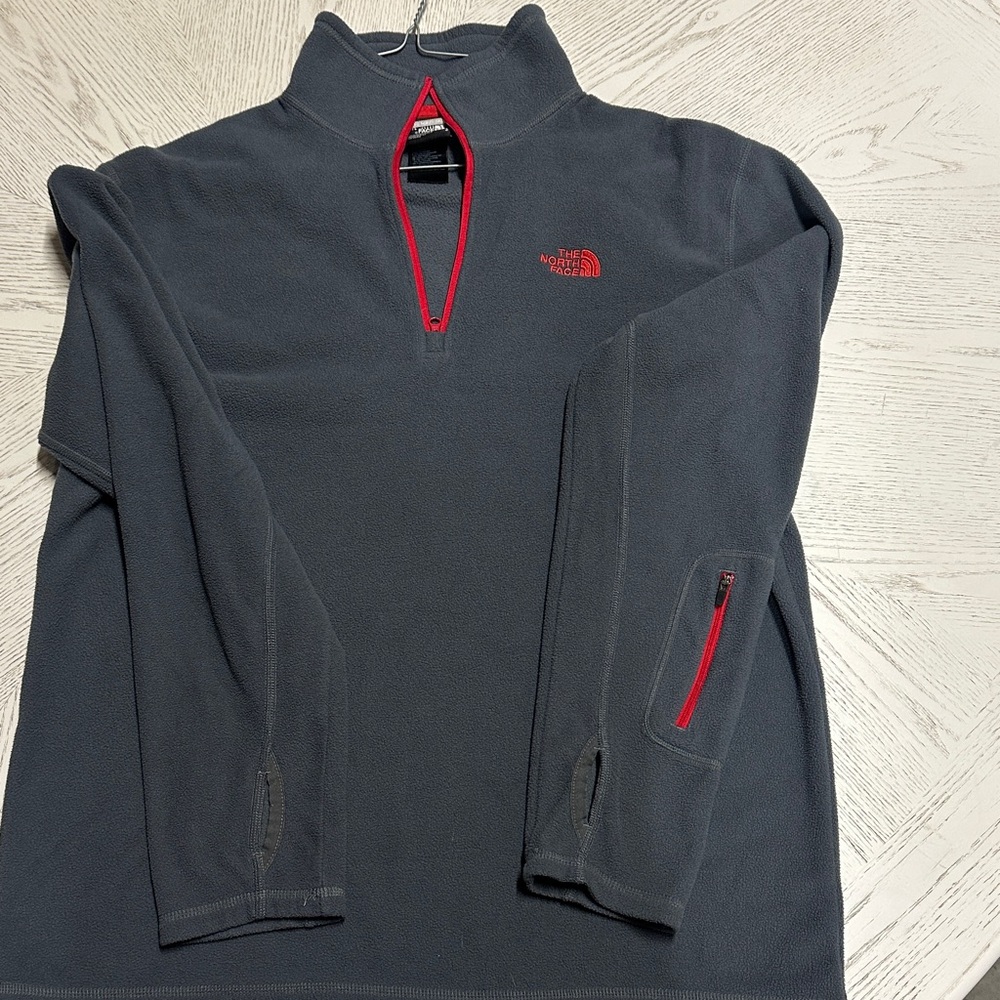 The North Face Charcoal Pullover with Crimson Highlights